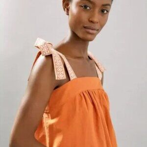 Anthropologie orange, embroidered tops